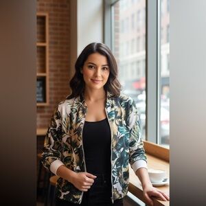 Tropical Print Bomber Jacket